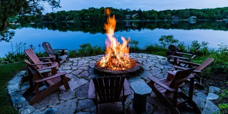 cottage fire pit a lake